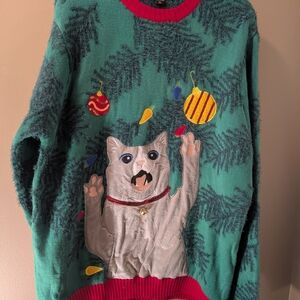 🎄🐱 Cat Lover's Ugly Christmas Sweater Men's XL